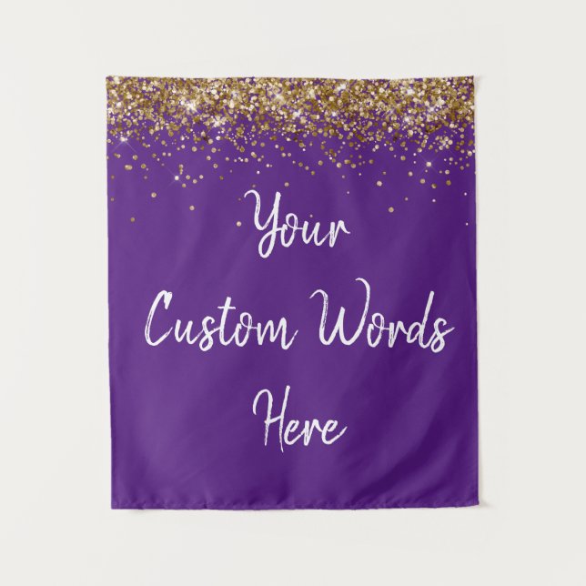 Custom Backdrop Birthday Party Photo Booth Purple  Tapestry (Front)