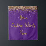 Custom Backdrop Birthday Party Photo Booth Purple Tapestry<br><div class="desc">custom backdrop for photo booth, twinkle glitter backdrop for anniversary, bridal shower backdrop hen weekend, wedding photo booth backdrop sparkly, sweet 16 quinceanera 40th 50th, sparkle backdrop for birthday party, personalised 30th 21st 16th 15th, 25th fifteen sixteen twenty-fifth first, anniversary backdrop royal purple and gold, prop son boy man husband...</div>