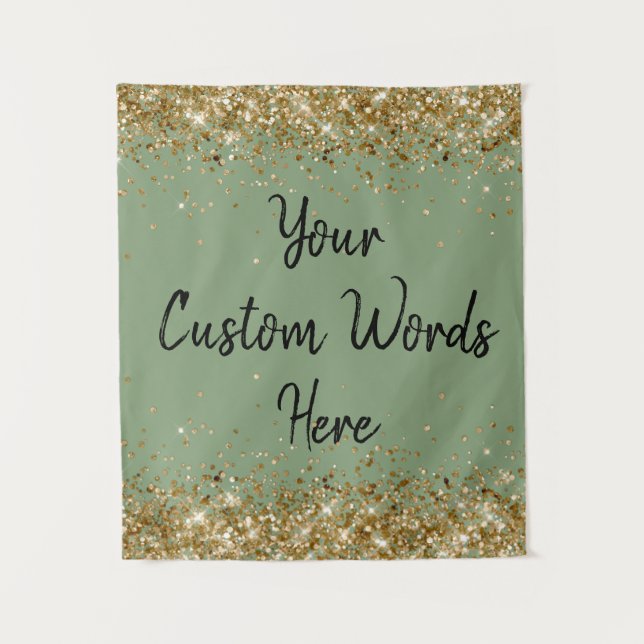 Custom Backdrop Birthday Party Photo Booth Sage Tapestry (Front)