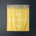 Custom Backdrop Birthday Party Photo Booth Yellow Tapestry<br><div class="desc">custom backdrop for photo booth,  hen weekend wedding photobooth sparkly,  sweet 16 quinceanera 40th 50th,  sparkle birthday party personalised 30th,  fifteen 15th sweet sixteen 16th,  twenty-fifth 25th twenty first prop,  mustard yellow silver baby shower,  daughter girl wife twinkle glitter,  granddaughter son boy 5th fifth,  anniversary bridal 20th 10th 80th</div>