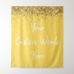 Custom Backdrop Birthday Party Photo Booth Yellow Tapestry<br><div class="desc">custom backdrop for photo booth,  hen weekend wedding photobooth sparkly,  sweet 16 quinceanera 40th 50th,  sparkle birthday party personalised 30th,  fifteen 15th sweet sixteen 16th,  twenty-fifth 25th twenty first prop,  mustard yellow gold baby shower,  daughter girl wife twinkle glitter,  granddaughter son boy 5th fifth,  anniversary bridal 20th 10th 80th</div>