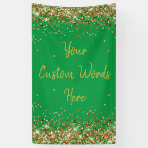 Custom Backdrop Birthday Party Photo Green & Gold Banner