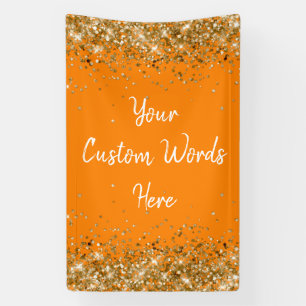 Custom Backdrop Birthday Party Photo Orange & Gold Banner