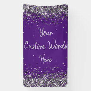 Custom Backdrop Birthday Party Photo Purple Silver Banner