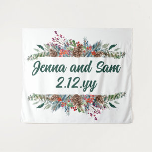 Custom Backdrop Classic Winter Wedding Photo Booth Tapestry