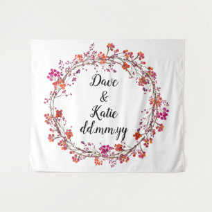 Custom Backdrop Floral Wreath Wedding Photo Booth Tapestry