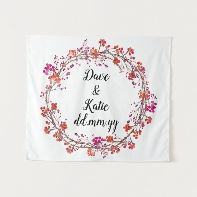 Custom Backdrop Floral Wreath Wedding Photo Booth Tapestry (Front (Horizontal))