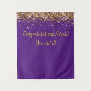 Custom Backdrop Graduation Party Photo Booth Gold Tapestry