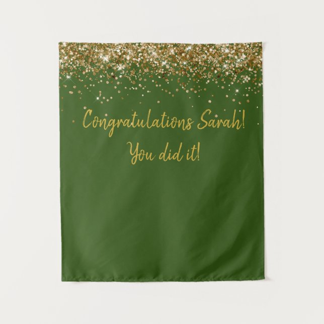 Custom Backdrop Graduation Party Photo Booth Gold Tapestry (Front)