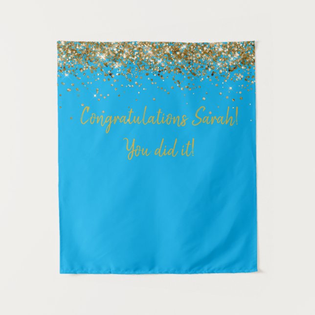 Custom Backdrop Graduation Party Photo Booth Gold Tapestry (Front)