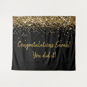 Custom Backdrop Graduation Party Photo Booth Gold Tapestry