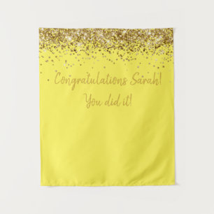 Custom Backdrop Graduation Party Photo Booth Gold Tapestry