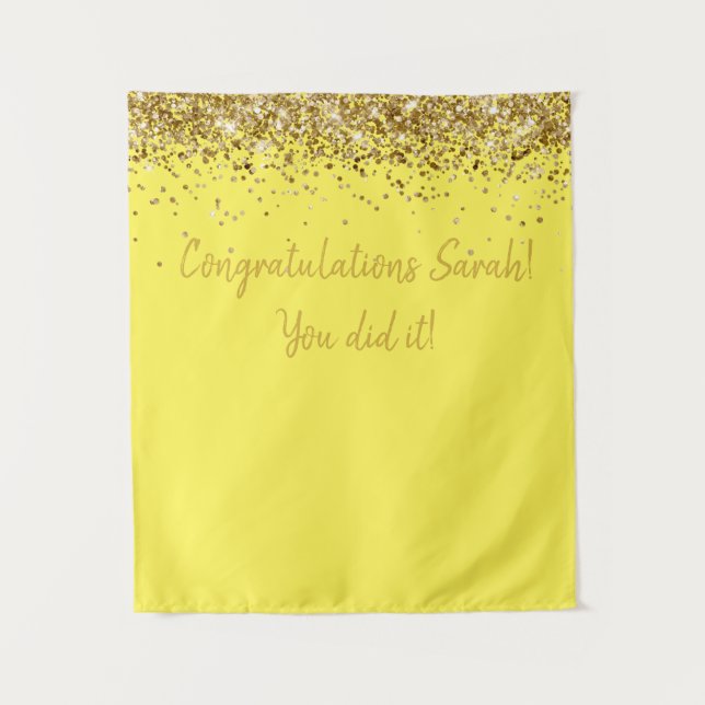 Custom Backdrop Graduation Party Photo Booth Gold Tapestry (Front)