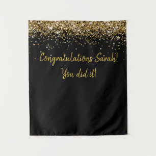 Custom Backdrop Graduation Party Photo Booth Gold Tapestry