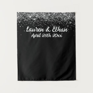 Custom Backdrop Wedding Photo Booth Black & White Tapestry