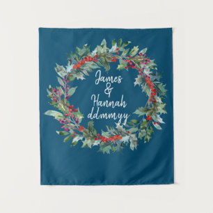 Custom Backdrop Wedding Photo Booth Navy Winter Tapestry
