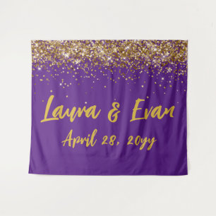 Custom Backdrop Wedding Photo Booth Purple & Gold Tapestry