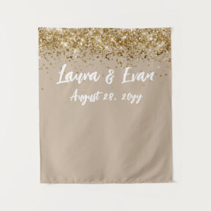 Custom Backdrop Wedding Photo Booth Sand Tan Gold Tapestry