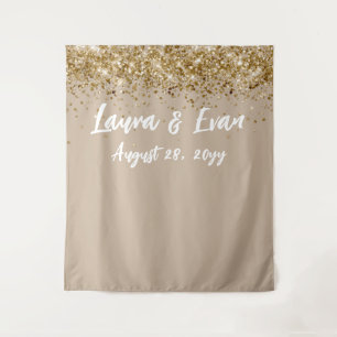 Custom Backdrop Wedding Photo Booth Sand Tan Gold Tapestry