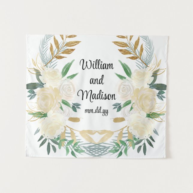 Custom Backdrop Wedding Reception Photo Booth Prop Tapestry (Front (Horizontal))