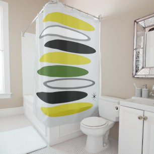 CUSTOM BACKGROUND COLOR Retro Print Shower Curtain