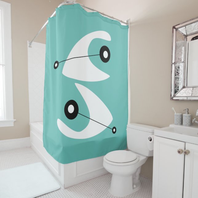 CUSTOM BACKGROUND COLOR Retro Print Shower Curtain (In Situ)