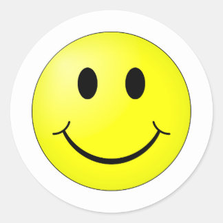Custom Background Color Yellow Happy Face Sticker
