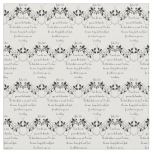 Custom Background Colour I am the Vine Bible Quote Fabric