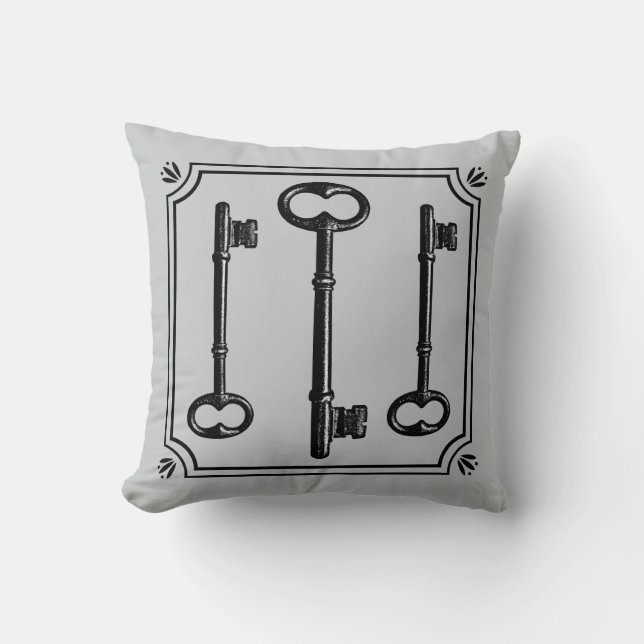 Custom Background Colour Skeleton Key Pillows (Front)