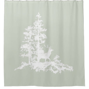 Custom Background Colour Stag in Forest Animal art Shower Curtain