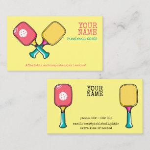 Custom background colour & text Pickleball Business Card