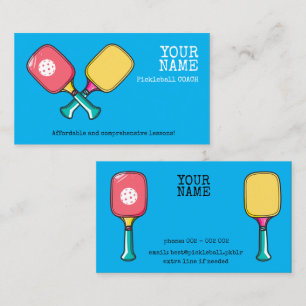 Custom background colour & text Pickleball  Business Card