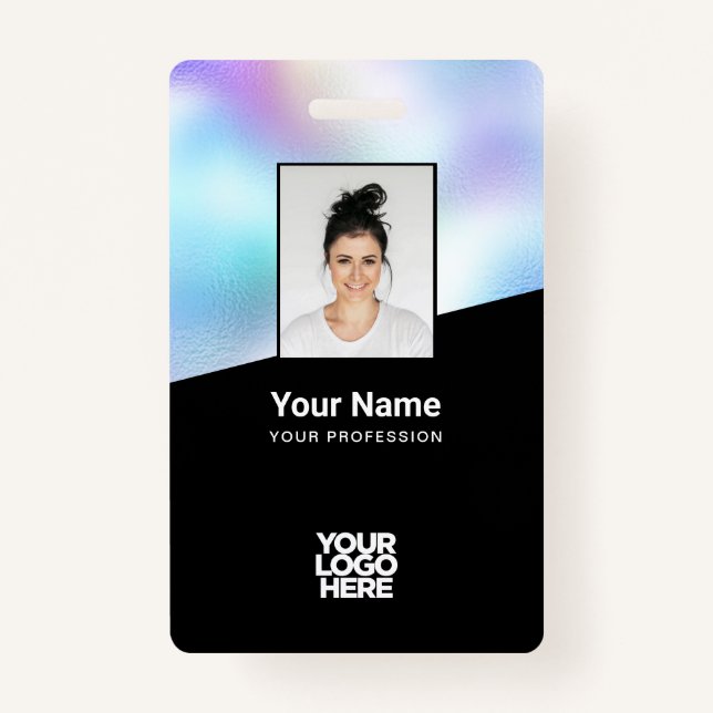 Custom Background image Corporate Logo Name ID Badge (Front)