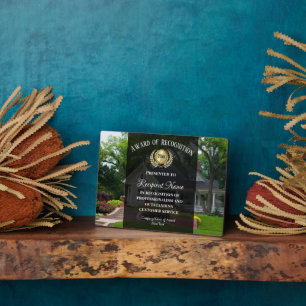 Custom Background Photo Business Real Estate Award Plaque