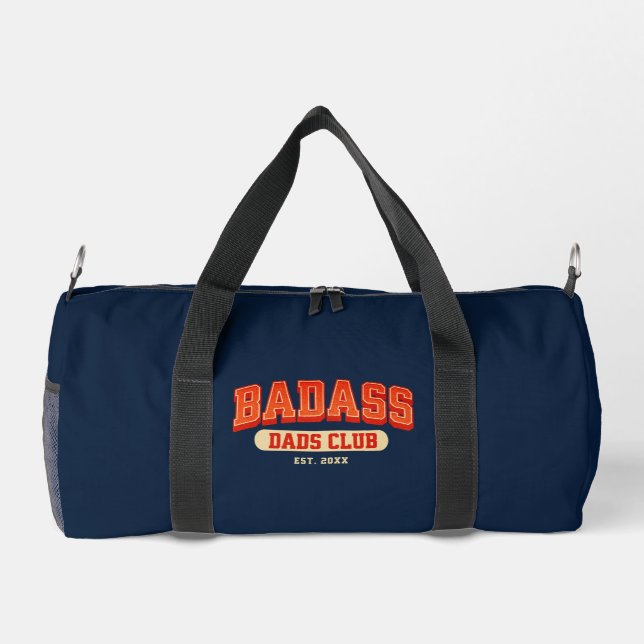Custom Badass Dad Club Retro Cool Trendy Fun Duffle Bag (Back)