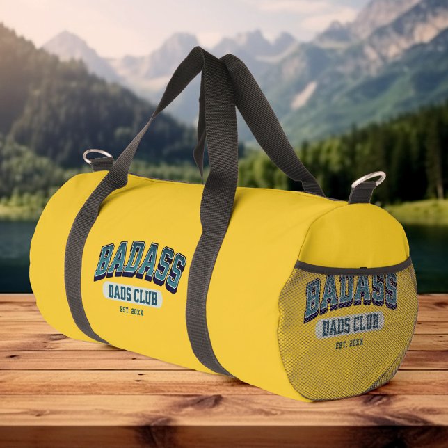 Custom Badass Dad Club Retro Cool Trendy Fun Duffle Bag (Stylish sports bag for the badass dad!)