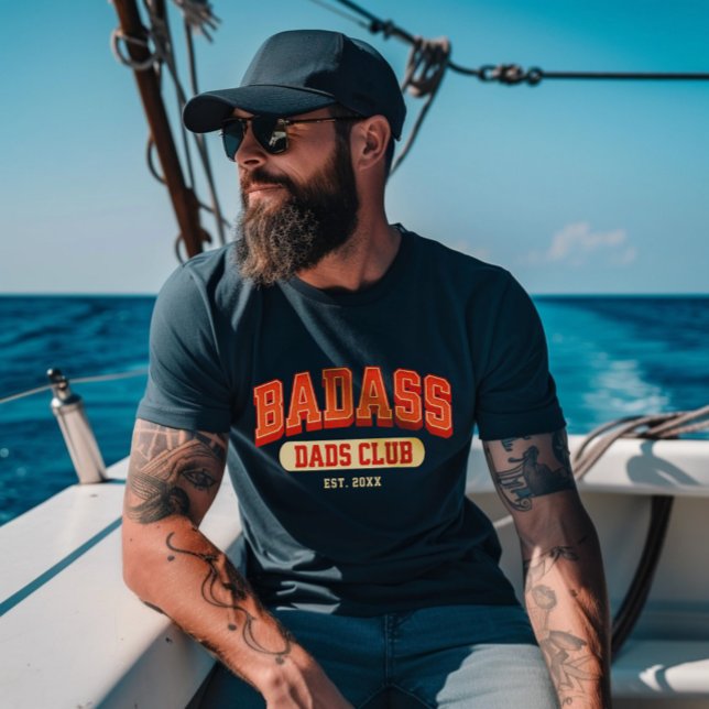 Custom Badass Dad Club Retro Cool Trendy Fun T-Shirt (Join the Badass Dads Club with our retro cool Father's Day collection!)