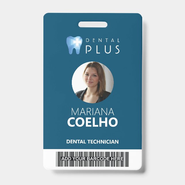 Custom Badge - Logo, Photo, Name and Barcode ID Badge (Front)