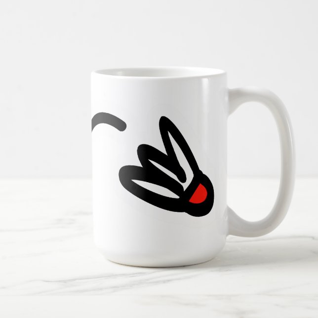 Custom badminton mug with personalizable text (Right)
