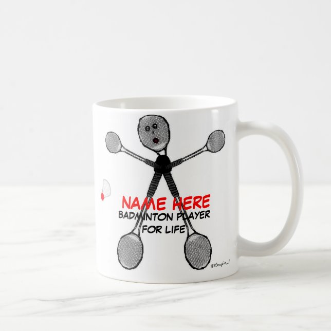 Custom Badminton Player For Life Coffee Mug (Right)