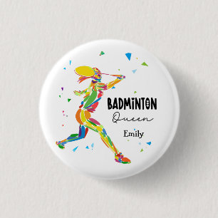 Custom Badminton Queen Colourful Abstract Player 3 Cm Round Badge