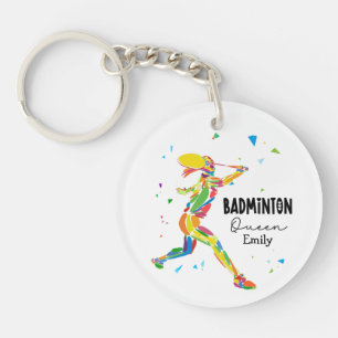 Custom Badminton Queen Colourful Abstract Player Key Ring