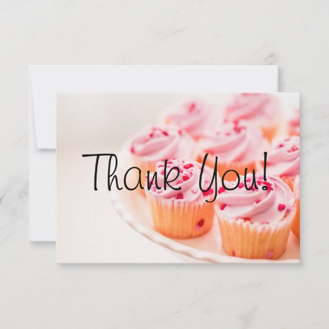 Custom Bake Sale Fundraiser Thank You Card Cupcake (Front)