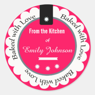 Custom Baked With Love Stickers Gift Tag Labels
