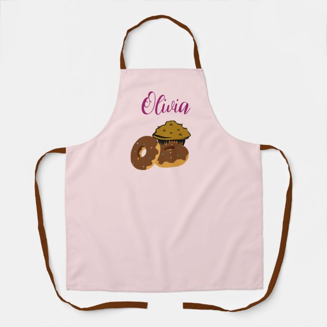 Custom Baker Apron - Sweet Doughnut & Muffin Apron (Front)