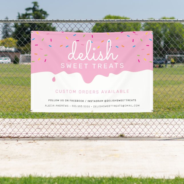 CUSTOM Baker Frosting Drip colourful sprinkles Ban Banner (Insitu)