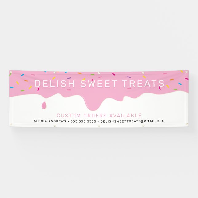 CUSTOM Baker Frosting Drip colourful sprinkles Ban Banner (Horizontal)