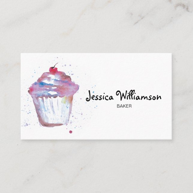Custom Bakery Business Cute Cupcake  Card (Front)