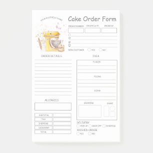Custom  Bakery Cake Order Form Post-it Notes