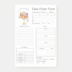 Custom  Bakery Cake Order Form Post-it Notes
